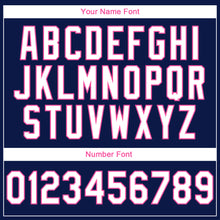 Загрузить изображение в средство просмотра галереи, Custom Stitched Navy White-Pink 3D Pattern Design Geometric Shape Sports Pullover Sweatshirt Hoodie