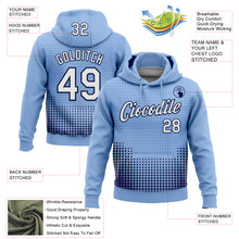 Load image into Gallery viewer, Custom Stitched Light Blue White Navy-Black 3D Pattern Design Modern Polka Dot Sports Pullover Sweatshirt Hoodie