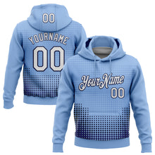 Load image into Gallery viewer, Custom Stitched Light Blue White Navy-Black 3D Pattern Design Modern Polka Dot Sports Pullover Sweatshirt Hoodie