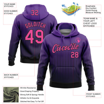 Custom Stitched Purple Pink-Black 3D Pattern Design Fade Geometric Shape Sports Pullover Sweatshirt Hoodie