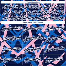 Laden Sie das Bild in den Galerie-Viewer, Custom Stitched Navy Blue Light Pink-White 3D Pattern Design Geometric Shape Sports Pullover Sweatshirt Hoodie