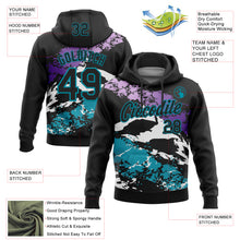 Load image into Gallery viewer, Custom Stitched Black Purple Teal-White 3D Pattern Design Splash Sports Pullover Sweatshirt Hoodie