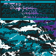 Load image into Gallery viewer, Custom Stitched Black Purple Teal-White 3D Pattern Design Splash Sports Pullover Sweatshirt Hoodie