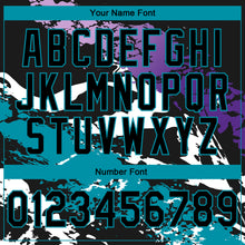 Load image into Gallery viewer, Custom Stitched Black Purple Teal-White 3D Pattern Design Splash Sports Pullover Sweatshirt Hoodie