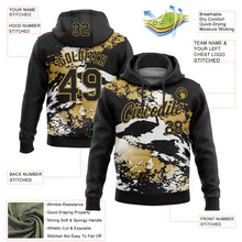 Load image into Gallery viewer, Custom Stitched Black Old Gold-White 3D Pattern Design Splash Sports Pullover Sweatshirt Hoodie