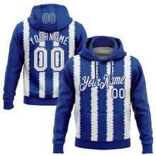 Laden Sie das Bild in den Galerie-Viewer, Custom Stitched Royal White 3D Pattern Design Line Sports Pullover Sweatshirt Hoodie
