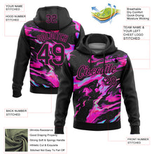 Load image into Gallery viewer, Custom Stitched Black Deep Pink 3D Pattern Design Abstract Trendy Holographic Vaporwave Style Sports Pullover Sweatshirt Hoodie