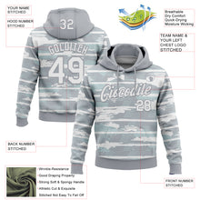 Загрузить изображение в средство просмотра галереи, Custom Stitched Gray White 3D Pattern Design Line Sports Pullover Sweatshirt Hoodie