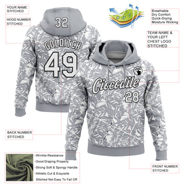 Custom Stitched Gray White-Black 3D Pattern Design Grunge Art Sports Pullover Sweatshirt Hoodie