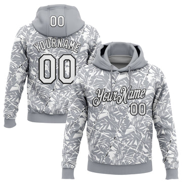 Custom Stitched Gray White-Black 3D Pattern Design Grunge Art Sports Pullover Sweatshirt Hoodie