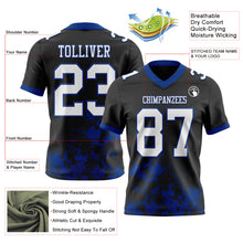 Load image into Gallery viewer, Custom Black White-Royal 3D Pattern Splash Authentic Football Jersey