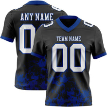 Load image into Gallery viewer, Custom Black White-Royal 3D Pattern Splash Authentic Football Jersey