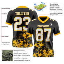 Load image into Gallery viewer, Custom Black White-Gold 3D Pattern Splash Authentic Football Jersey
