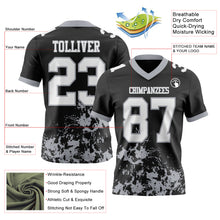 Load image into Gallery viewer, Custom Black White-Gray 3D Pattern Splash Authentic Football Jersey