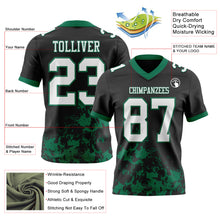 Load image into Gallery viewer, Custom Black White-Kelly Green 3D Pattern Splash Authentic Football Jersey