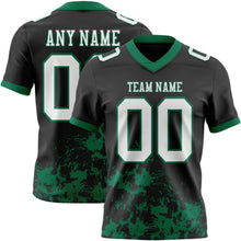 Load image into Gallery viewer, Custom Black White-Kelly Green 3D Pattern Splash Authentic Football Jersey