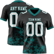 Load image into Gallery viewer, Custom Black White-Teal 3D Pattern Splash Authentic Football Jersey