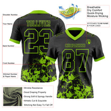 Load image into Gallery viewer, Custom Black Neon Green 3D Pattern Splash Authentic Football Jersey