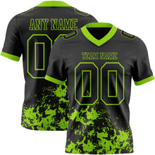 Load image into Gallery viewer, Custom Black Neon Green 3D Pattern Splash Authentic Football Jersey