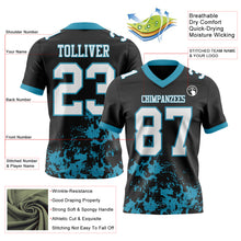 Load image into Gallery viewer, Custom Black White-Panther Blue 3D Pattern Splash Authentic Football Jersey