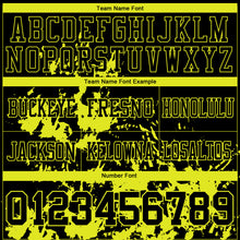 Load image into Gallery viewer, Custom Black Neon Yellow 3D Pattern Splash Authentic Football Jersey