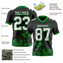 Load image into Gallery viewer, Custom Black White-Grass Green 3D Pattern Splash Authentic Football Jersey