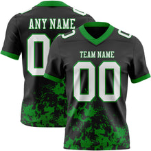 Load image into Gallery viewer, Custom Black White-Grass Green 3D Pattern Splash Authentic Football Jersey