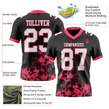 Load image into Gallery viewer, Custom Black White-Neon Pink 3D Pattern Splash Authentic Football Jersey