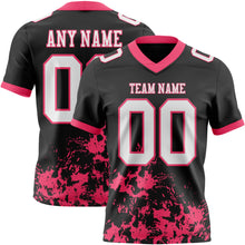 Load image into Gallery viewer, Custom Black White-Neon Pink 3D Pattern Splash Authentic Football Jersey