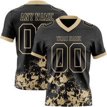 Load image into Gallery viewer, Custom Black Vegas Gold 3D Pattern Splash Authentic Football Jersey