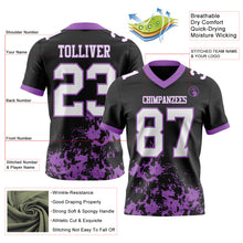 Load image into Gallery viewer, Custom Black White-Medium Purple 3D Pattern Splash Authentic Football Jersey