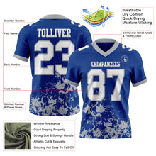 Загрузить изображение в средство просмотра галереи, Custom Royal White-Gray 3D Pattern Splash Authentic Football Jersey