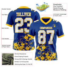 Загрузить изображение в средство просмотра галереи, Custom Royal White-Yellow 3D Pattern Splash Authentic Football Jersey