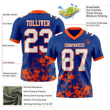 Загрузить изображение в средство просмотра галереи, Custom Royal White-Orange 3D Pattern Splash Authentic Football Jersey