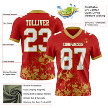 Load image into Gallery viewer, Custom Red White-Old Gold 3D Pattern Splash Authentic Football Jersey
