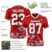 Load image into Gallery viewer, Custom Red White-Gray 3D Pattern Splash Authentic Football Jersey