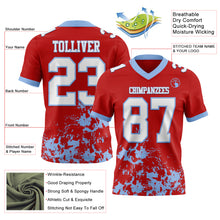 Load image into Gallery viewer, Custom Red White-Light Blue 3D Pattern Splash Authentic Football Jersey