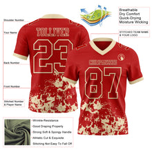 Load image into Gallery viewer, Custom Red Cream 3D Pattern Splash Authentic Football Jersey