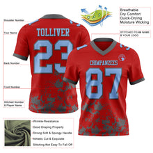 Load image into Gallery viewer, Custom Red Light Blue-Steel Gray 3D Pattern Splash Authentic Football Jersey