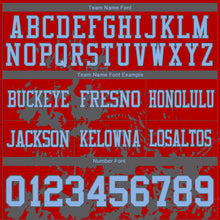 Load image into Gallery viewer, Custom Red Light Blue-Steel Gray 3D Pattern Splash Authentic Football Jersey