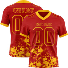 Load image into Gallery viewer, Custom Red Gold 3D Pattern Splash Authentic Football Jersey