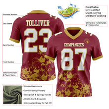 Загрузить изображение в средство просмотра галереи, Custom Crimson White-Old Gold 3D Pattern Splash Authentic Football Jersey
