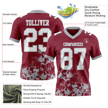 Загрузить изображение в средство просмотра галереи, Custom Crimson White-Gray 3D Pattern Splash Authentic Football Jersey