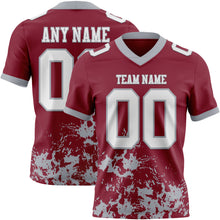 Загрузить изображение в средство просмотра галереи, Custom Crimson White-Gray 3D Pattern Splash Authentic Football Jersey