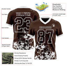 Laden Sie das Bild in den Galerie-Viewer, Custom Brown White 3D Pattern Splash Authentic Football Jersey