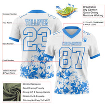 Load image into Gallery viewer, Custom White Powder Blue 3D Pattern Splash Authentic Football Jersey
