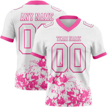 Laden Sie das Bild in den Galerie-Viewer, Custom White Pink 3D Pattern Splash Authentic Football Jersey