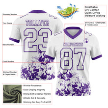 Load image into Gallery viewer, Custom White Purple 3D Pattern Splash Authentic Football Jersey