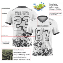 Laden Sie das Bild in den Galerie-Viewer, Custom White Steel Gray 3D Pattern Splash Authentic Football Jersey