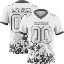 Laden Sie das Bild in den Galerie-Viewer, Custom White Steel Gray 3D Pattern Splash Authentic Football Jersey